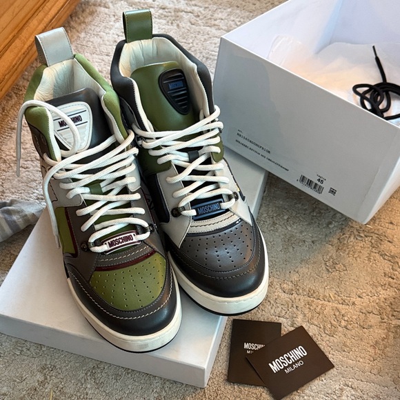 Moschino Men's Multicolor High-Top Sneakers AUTHENTIC - Picture 1 of 14